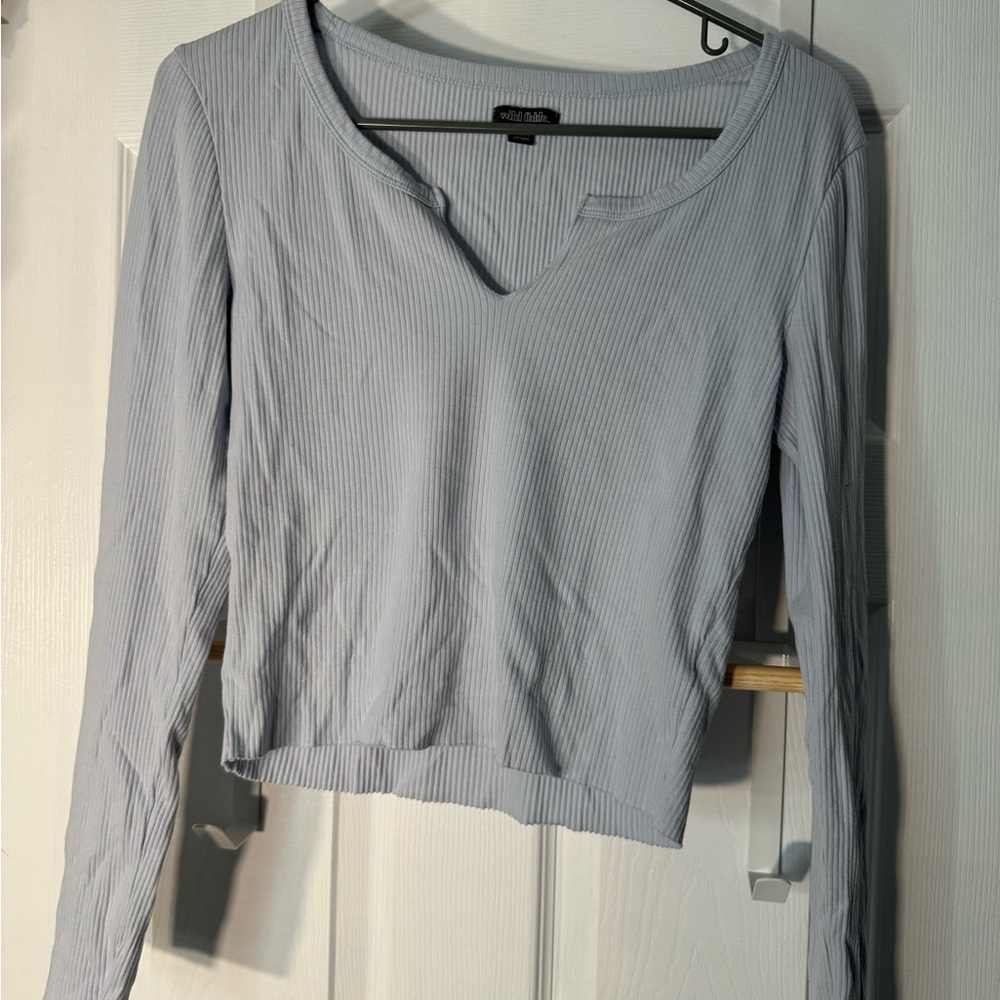 Wild Fable Long Sleeve Ribbed Notch Tee
